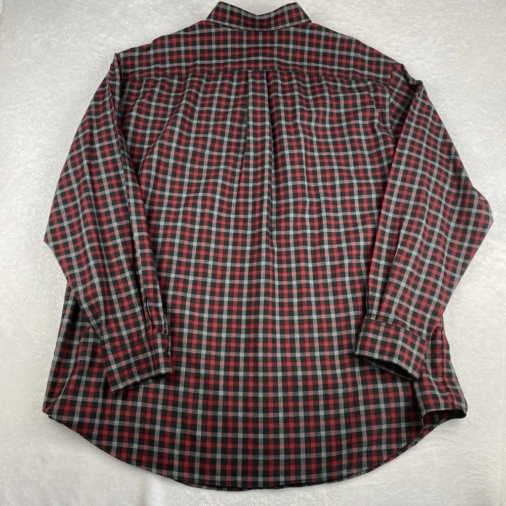 Roundtree & Yorke Shirt Mens 2XT Black/Red/Gray Checks Regular Fit 100% Cotton